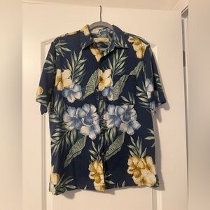 Island Republic Navy and Yellow Floral Hawaiian Shirt
